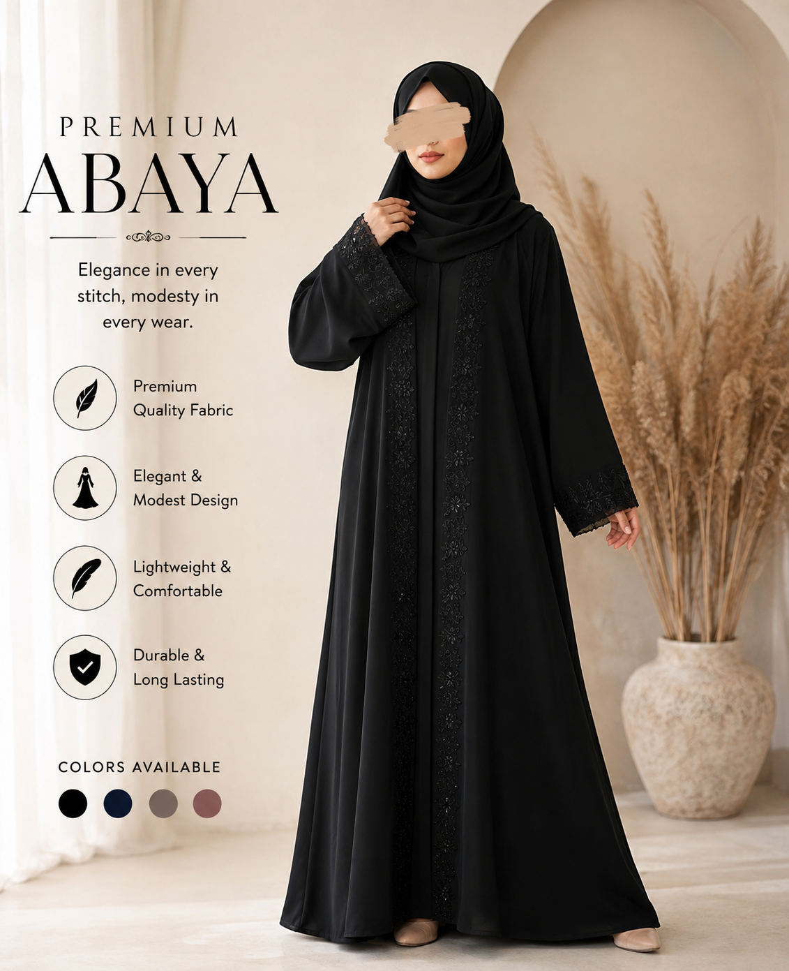 Luxury Embroidered Abaya | NA - Image 3